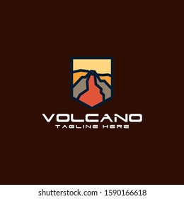 Flat Volcano Mountain Logo Design Vector Stock Image
