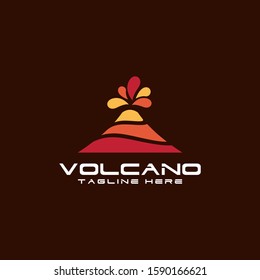 Flat Volcano Mountain Logo Design Vector Stock Image