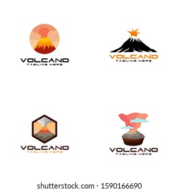 Flat Volcano Mountain Logo Design Vector Stock Image