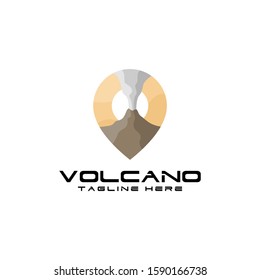 Flat Volcano Mountain Logo Design Vector Stock Image