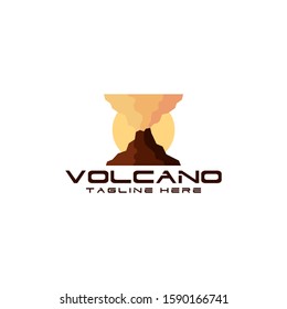 Flat Volcano Mountain Logo Design Vector Stock Image