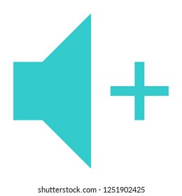 Flat volume-increase icon loudspeaker sign speaker interface button. Multimedia audio video movie pictogram. Vector illustration a graphic element for web internet design