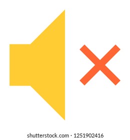 Flat volume-mute icon loudspeaker sign speaker interface button. Multimedia audio video movie pictogram. Vector illustration a graphic element for web internet design