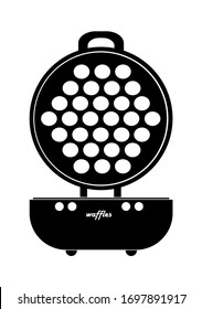 Flat waffle iron icon, vector sandwich maker, monochrome kitchen appliance, waffle maker. Vector flat concept.  Electrical appliance for making delicious waffles