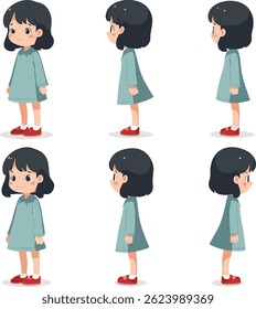 Flat Walking and Running Girl Character Animation Set
A flat vector illustration of a young girl character in different walking and running poses. Perfect for character animation, children's content, 