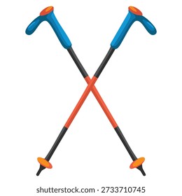 Flat walking sticks vector icon illustration isolated on white background suitable for web design hiking trekking mobility support outdoor adventure and sport interfaces