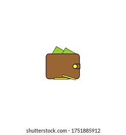 Flat wallet with cash. Vector illustration modern design. EPS10