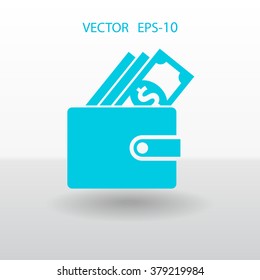 Flat Wallet icon, vector illustration