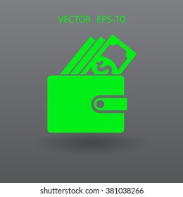 Flat Wallet icon, vector illustration