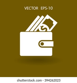 Flat Wallet icon, vector illustration