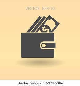 Flat Wallet icon, vector illustration