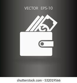 Flat Wallet icon, vector illustration