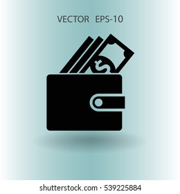 Flat Wallet icon, vector illustration