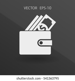 Icono de cartera plana, ilustración vectorial