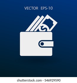 Flat Wallet icon, vector illustration