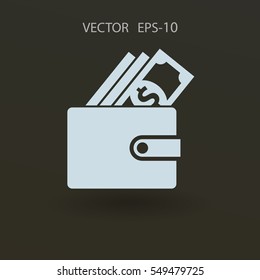 Flat Wallet icon, vector illustration