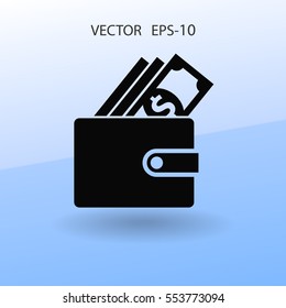 Flat Wallet icon, vector illustration