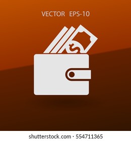 Icono de cartera plana, ilustración vectorial