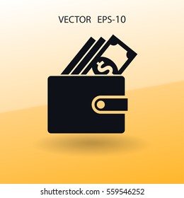 Flat Wallet icon, vector illustration
