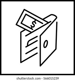 Flat Wallet icon, vector illustration, perspective view