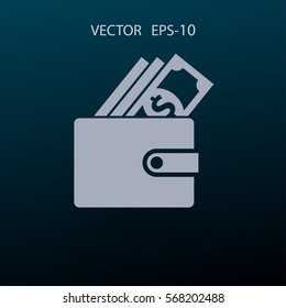 Flat Wallet icon, vector illustration