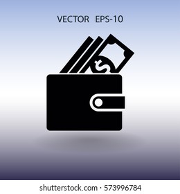 Flat Wallet icon, vector illustration