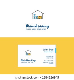 Flat Warehouse Logo and Visiting Card Template. Busienss Concept Logo Design