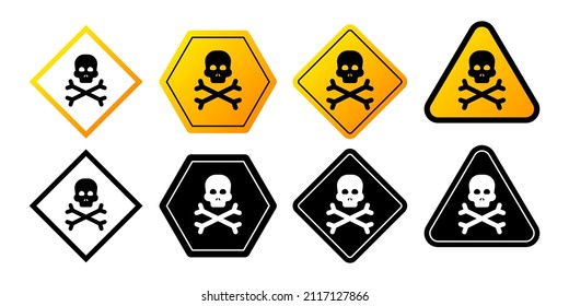 Flat warning different style sign set. Flat illustration. Symbol, logo illustration. Isolated vector. Vector icon