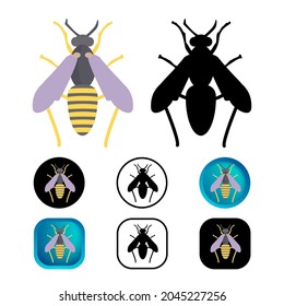Flat Wasp Insect Icon Collection