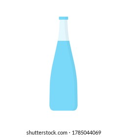 Botella de agua plana, icono de botella de plástico, ilustración vectorial aislada en fondo blanco