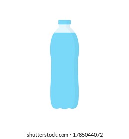 Botella de agua plana, icono de botella de plástico, ilustración vectorial aislada en fondo blanco