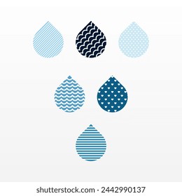 Flat water drop illustration background. Rain drop design asset. Aqua drop asset template