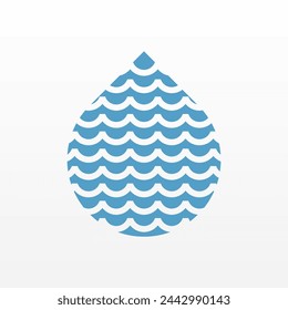 Flat water drop illustration background. Rain drop design asset. Aqua drop asset template