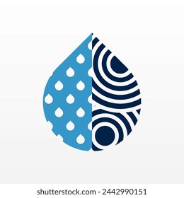 Fondo plano de la ilustración de la gota de agua. Diseño de gota de lluvia activo. Plantilla de activo de caída de agua