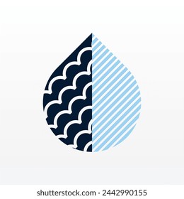 Flat water drop illustration background. Rain drop design asset. Aqua drop asset template