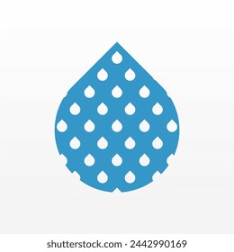 Flat water drop illustration background. Rain drop design asset. Aqua drop asset template