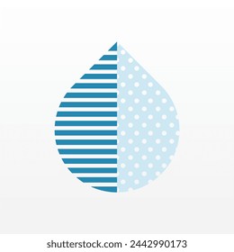 Flat water drop illustration background. Rain drop design asset. Aqua drop asset template