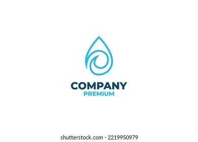 Flat water drop wave logo design vector illustration