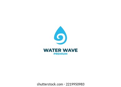 Flat water drop wave logo design vector illustration