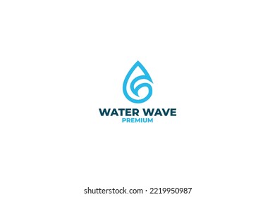 Flat water drop wave logo design vector illustration