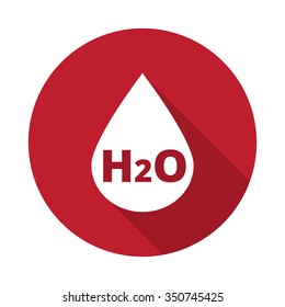 Flat Water icon with long shadow on red circle