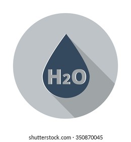Flat Water icon with long shadow on grey circle