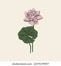Flat water lily flower illustration
