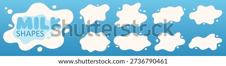 Flat water puddles and splash shapes on white. Frame puddle water design for text frames, decorations and illustrations.
