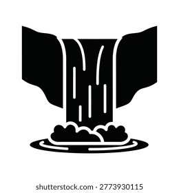 Flat Waterfall Vector Icon Isolated on White Background - Nature and Water Flow Symbol