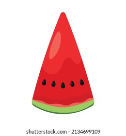 Flat watermelon fresh fruit slice vector png for cute icon and clipart for summer and kids book in fruits list poster