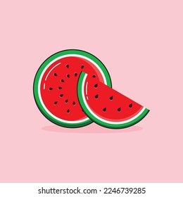 Flat watermelon illustration design. Watermelon with seeds.  