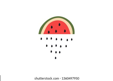 Flat watermelon rain concept illustration