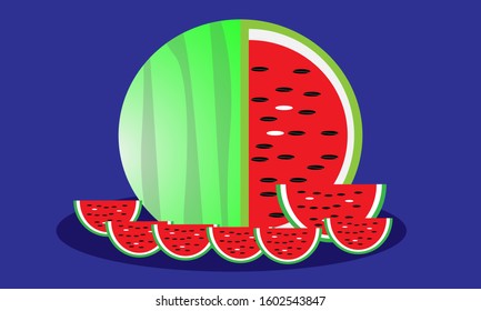 Flat watermelon and tiny little slices