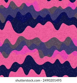 Flat wave fluid vector seamless pattern. Wavy flowing stripes texture. Banner color optical futuristic abstraction.  Wallpaper ornament design. Wave flow splash fluid shapes swatch.